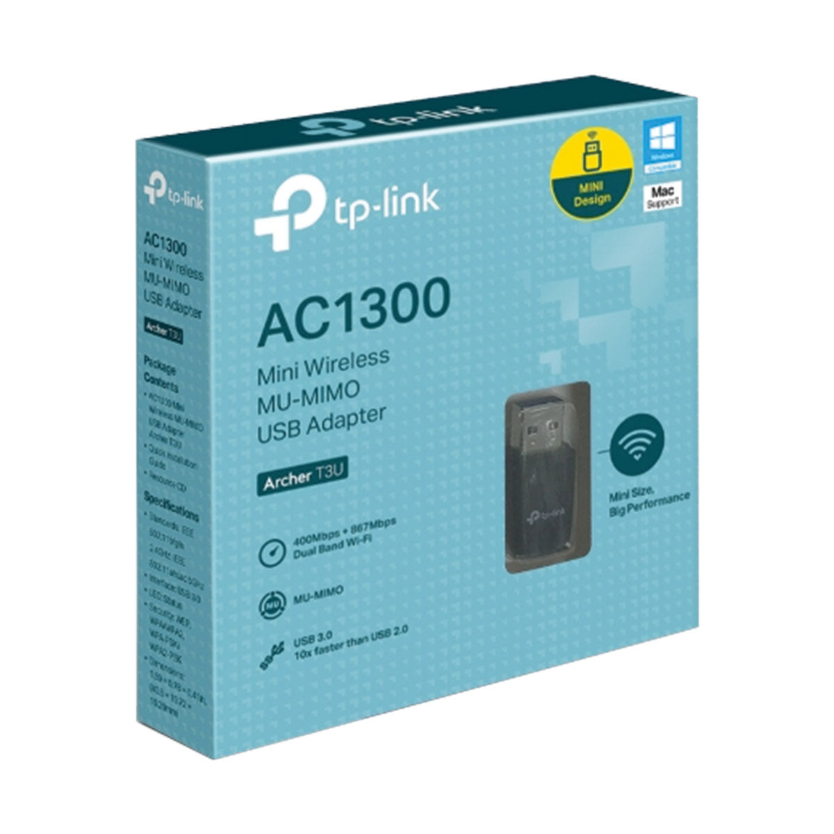 Adaptador Usb Mini Wireless Mu-mimo Dual Band 2.4ghz E 5ghz Ac1300 Archer T3u