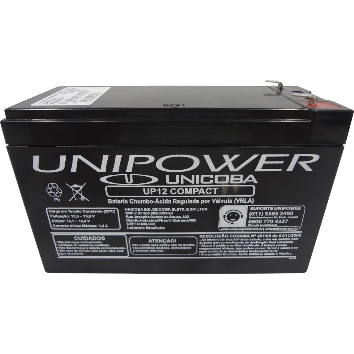 Bateria 12v 4a Selada P/alarme Up12 Unipower