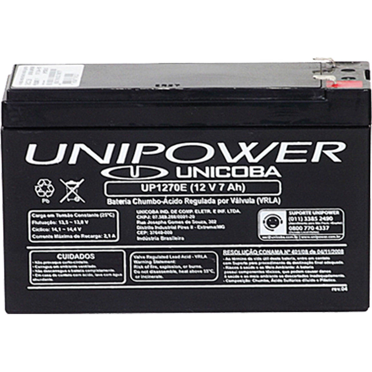 Bateria 12v 7a Selada Up1270e Unipower