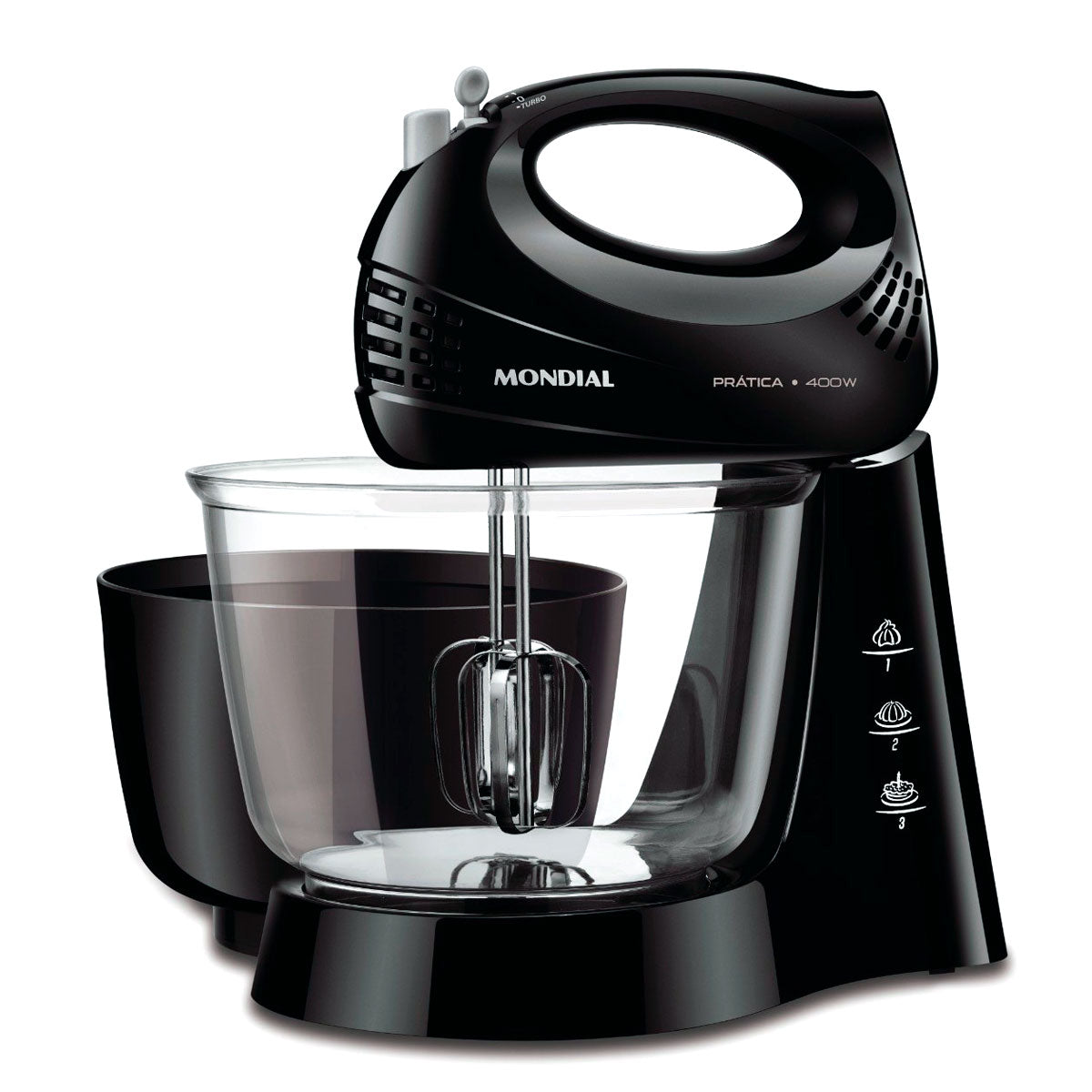 BATEDEIRA PRÁTICA COM 2 TIGELA 400W B-45-B PRETA 127V