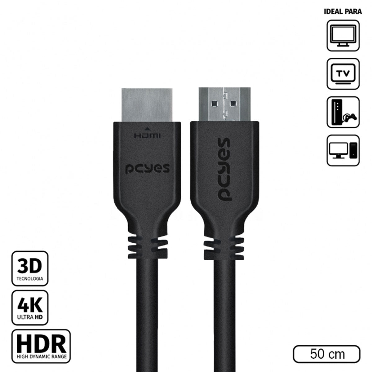 CABO HDMI 2.0 4K 28AWG PURO COBRE 50 CM - PHM20-05