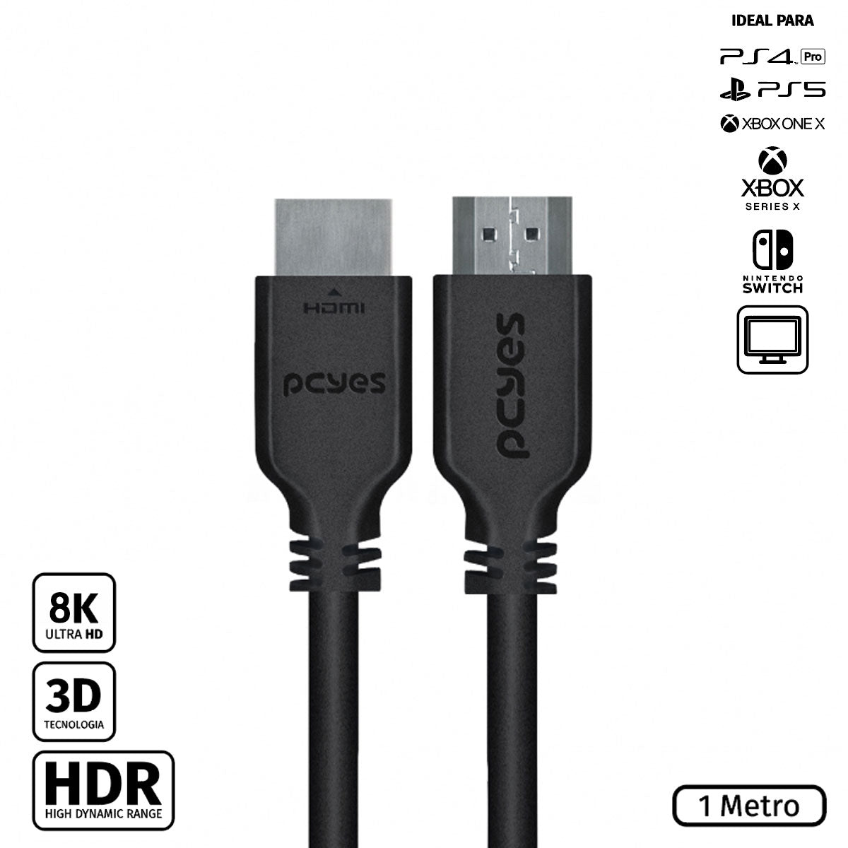 CABO HDMI ULTRA 2.1 28AWG PURO COBRE 8K 1 METRO - PHM21-1