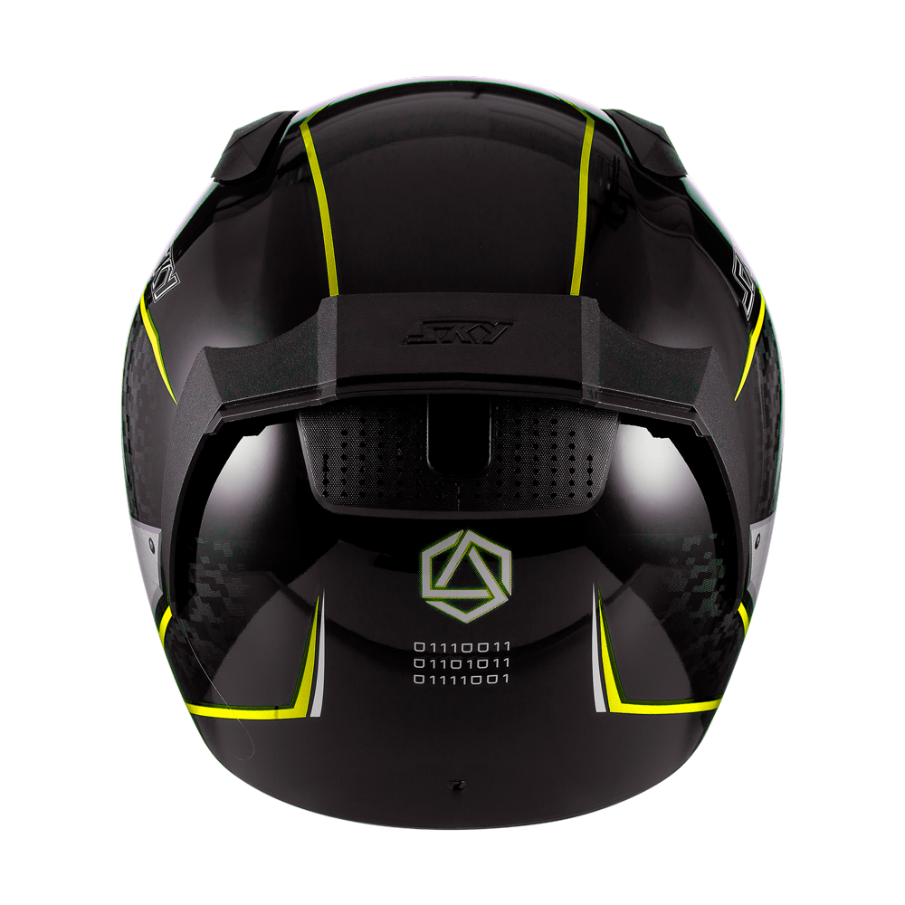Capacete Sky Two Soldier Preto Brilho Transf Amarelo 56
