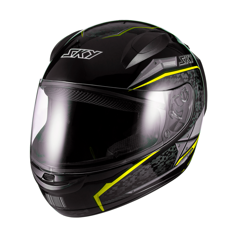 Capacete Sky Two Soldier Preto Brilho Transf Amarelo 62