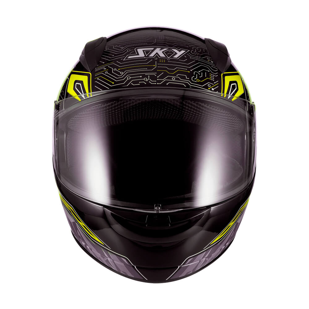 Capacete Sky Two Cyber Snake Preto Brilho Transf Amarelo 56