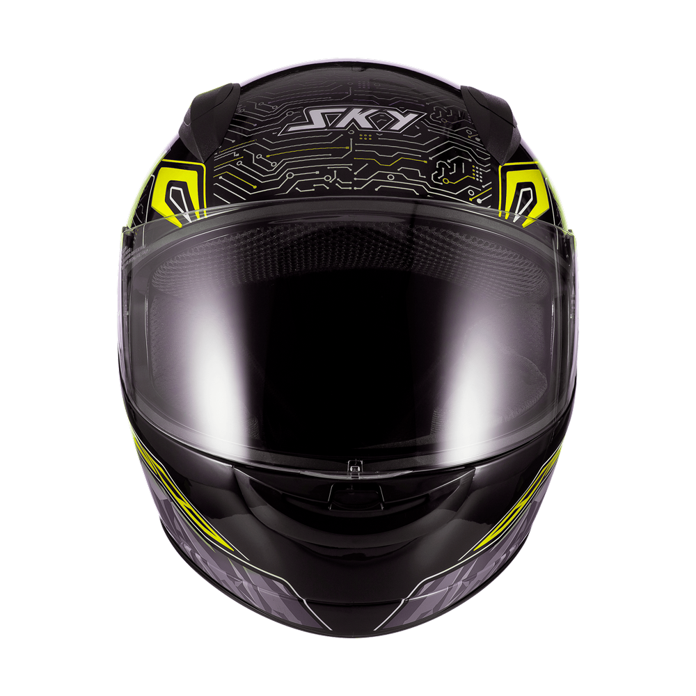 Capacete Sky Two Cyber Snake Preto Brilho Transf Amarelo 56