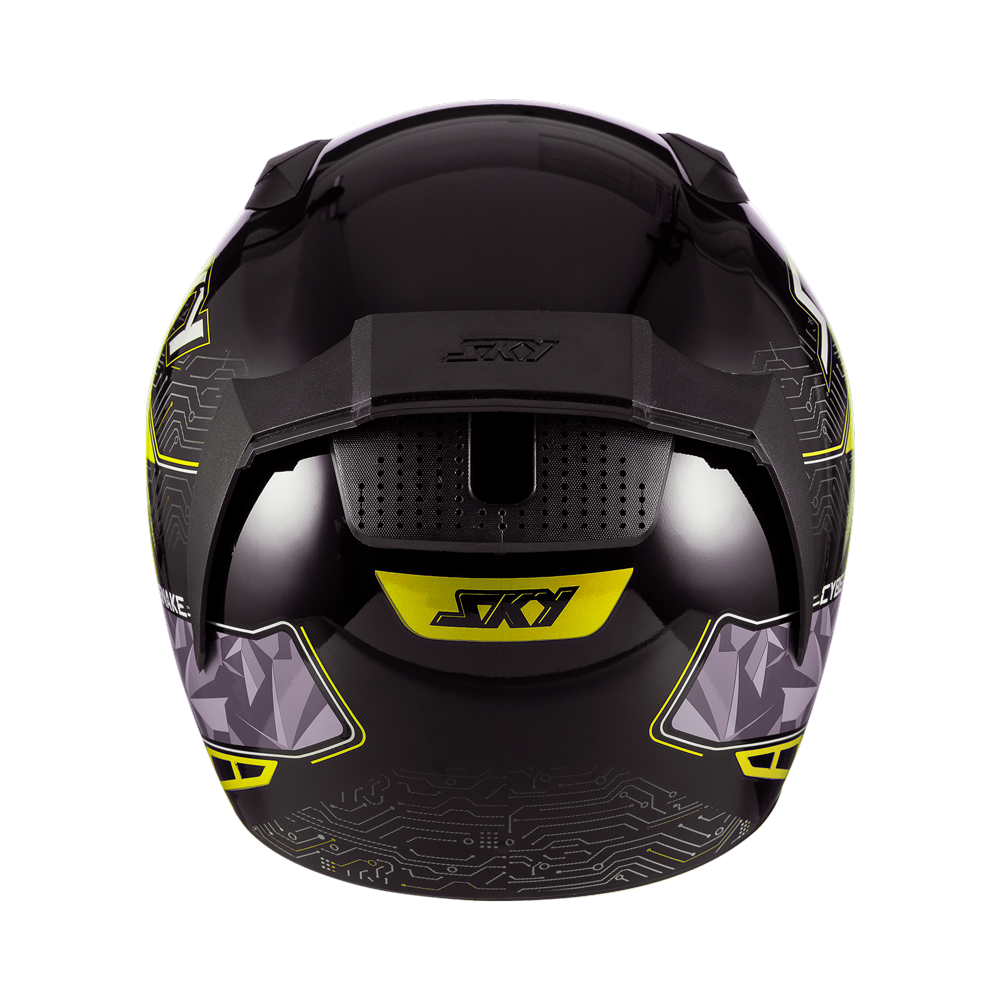 Capacete Sky Two Cyber Snake Preto Brilho Transf Amarelo 56
