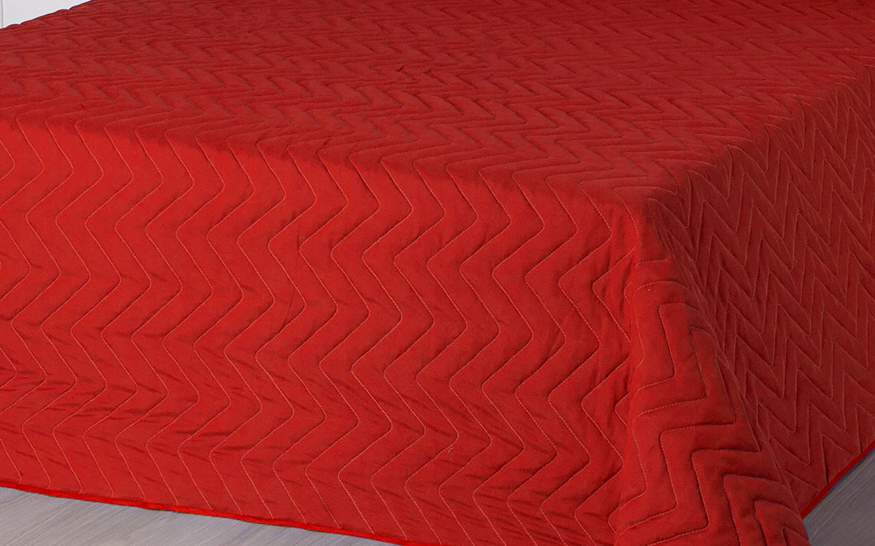 Cobre Leito Matelassado Classic Queen 03 Pçs Vermelho