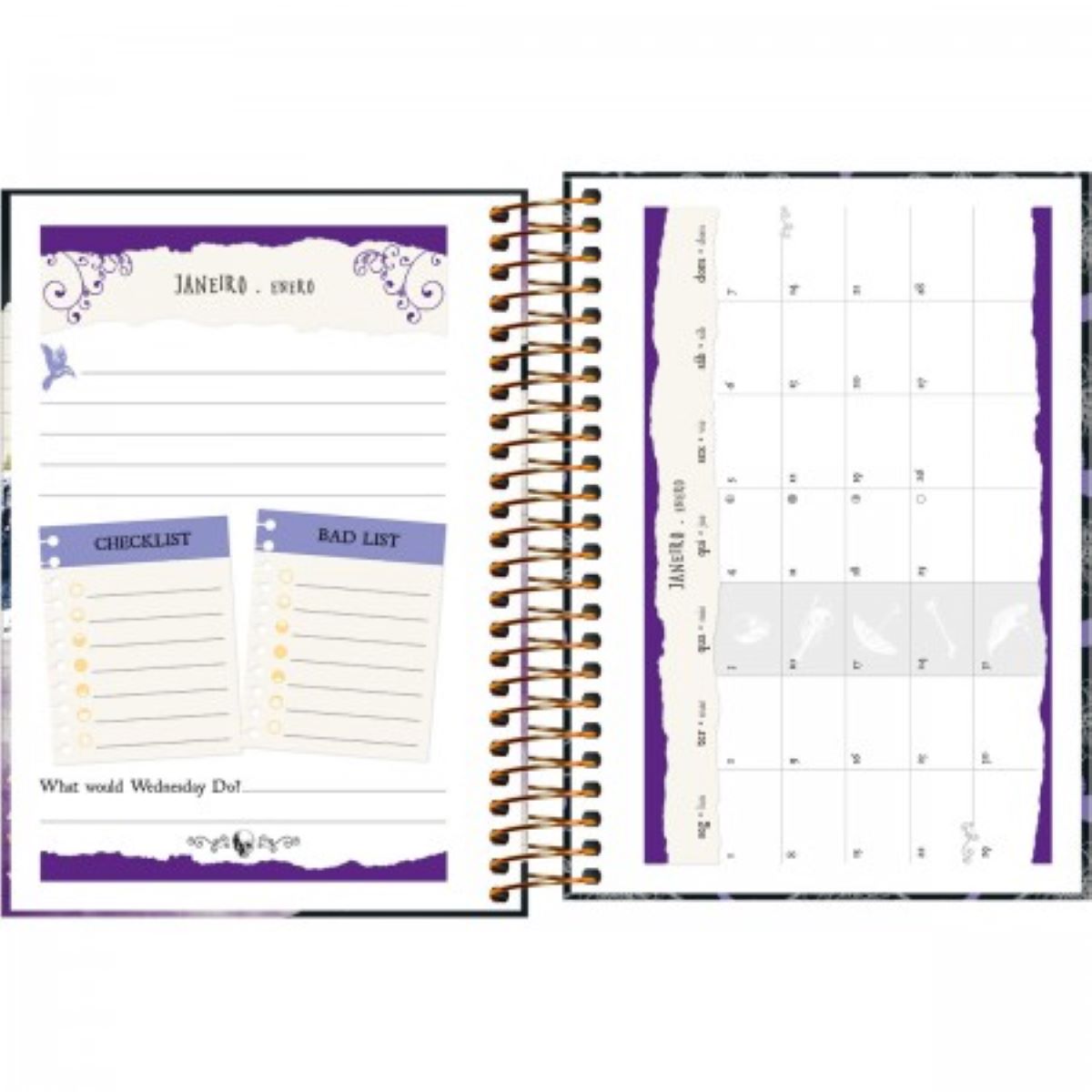 Agenda Espiral Diária 11,7 X 16,4 Cm Wandinha 2024