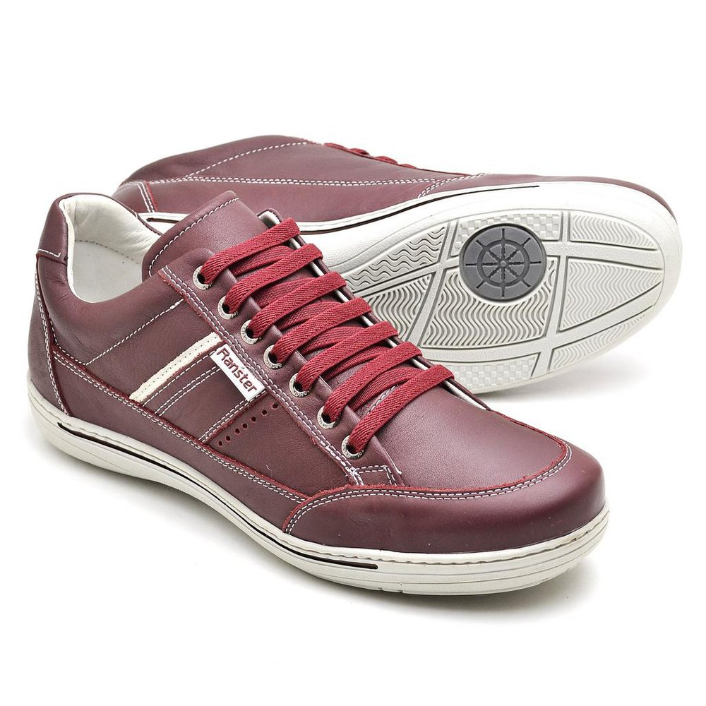 Sapatênis Casual Conforto Couro Vermelho 3008