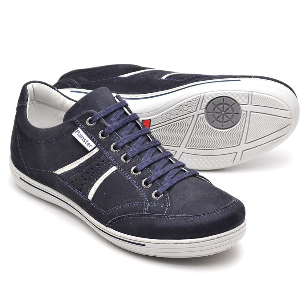 Sapatênis Casual Conforto Couro Azul 3013