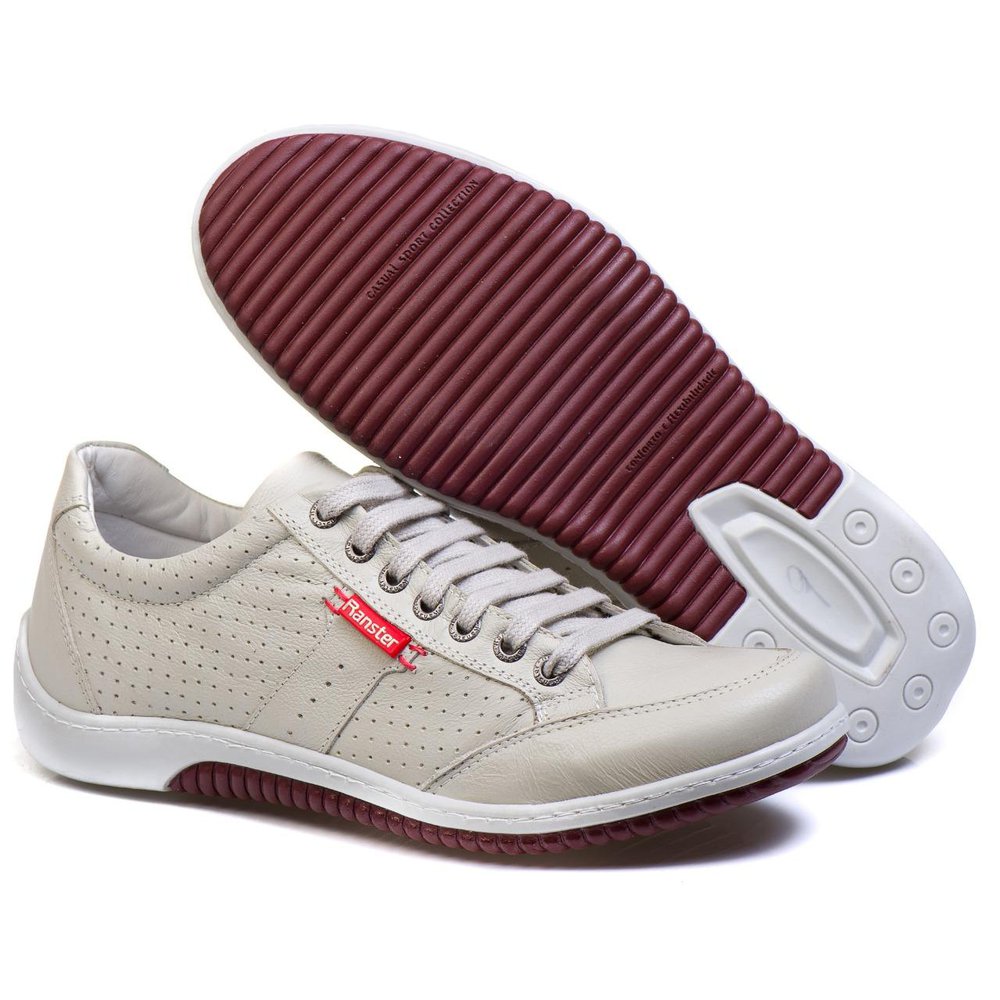 Sapatênis Casual Conforto Couro Natural 3016