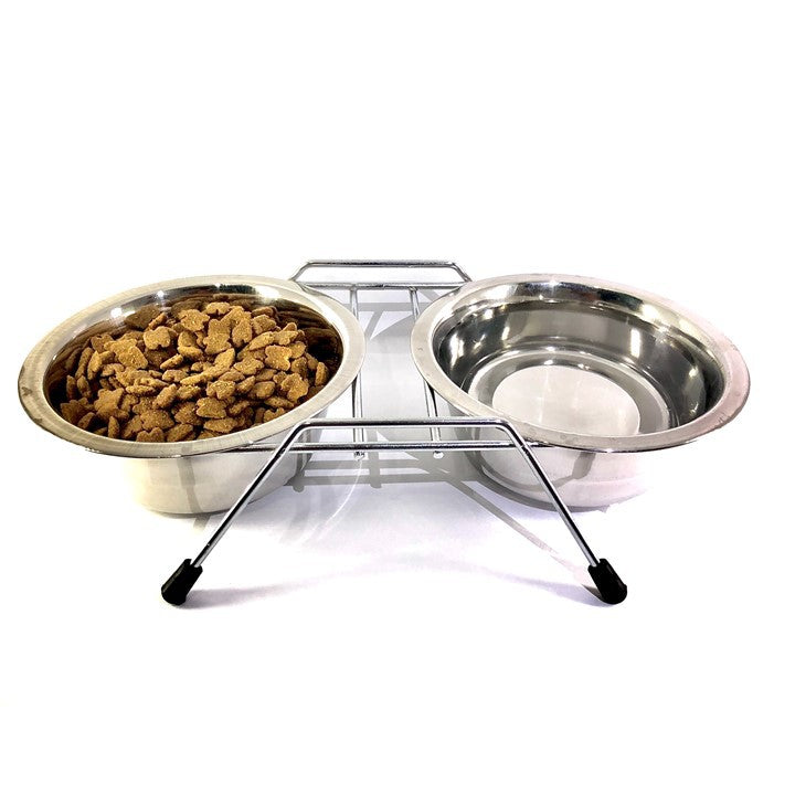 Comedouro Tigela Inox Duplo - Para Cães e Gatos Pequenos