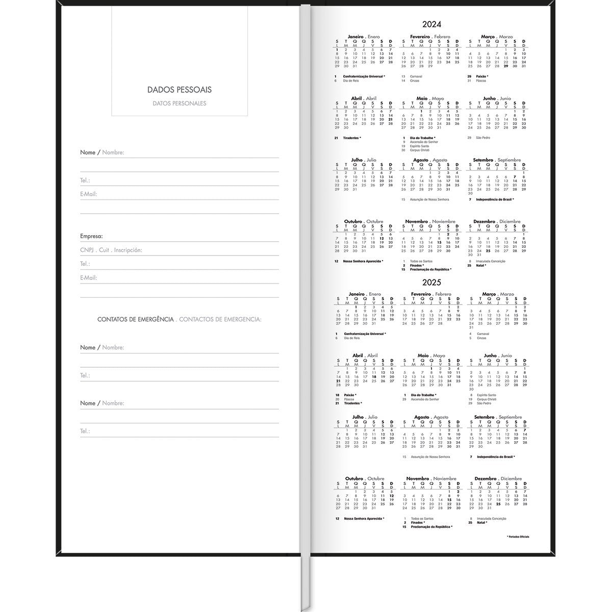 Agenda Executiva Costurada 12,3 X 27,5 Cm Comercial 2024