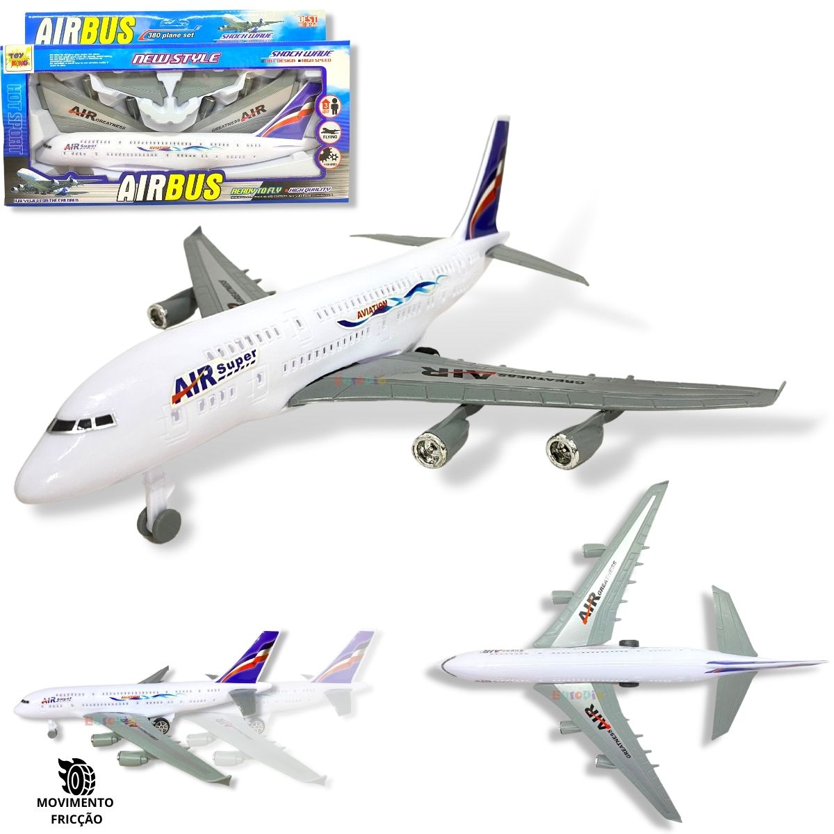 Avião De Brinquedo Airbus Plástico Realista