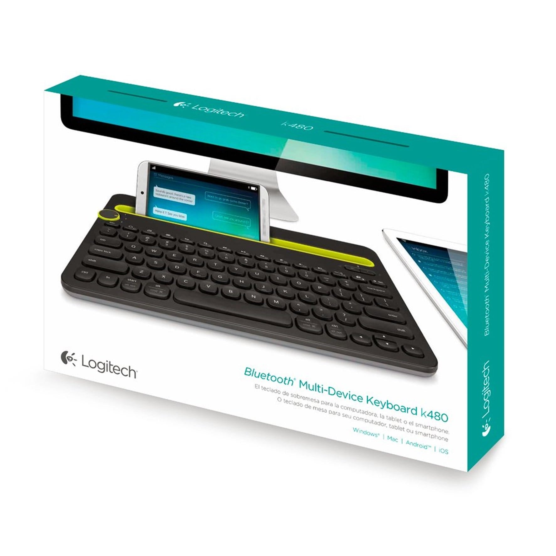 Teclado Logitech K480 Preto Bluetooth Padrão US 920-006348