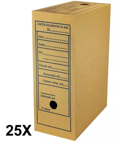 Arquivo Morto Papelão Organização Kraft Ofício 25 Unidades