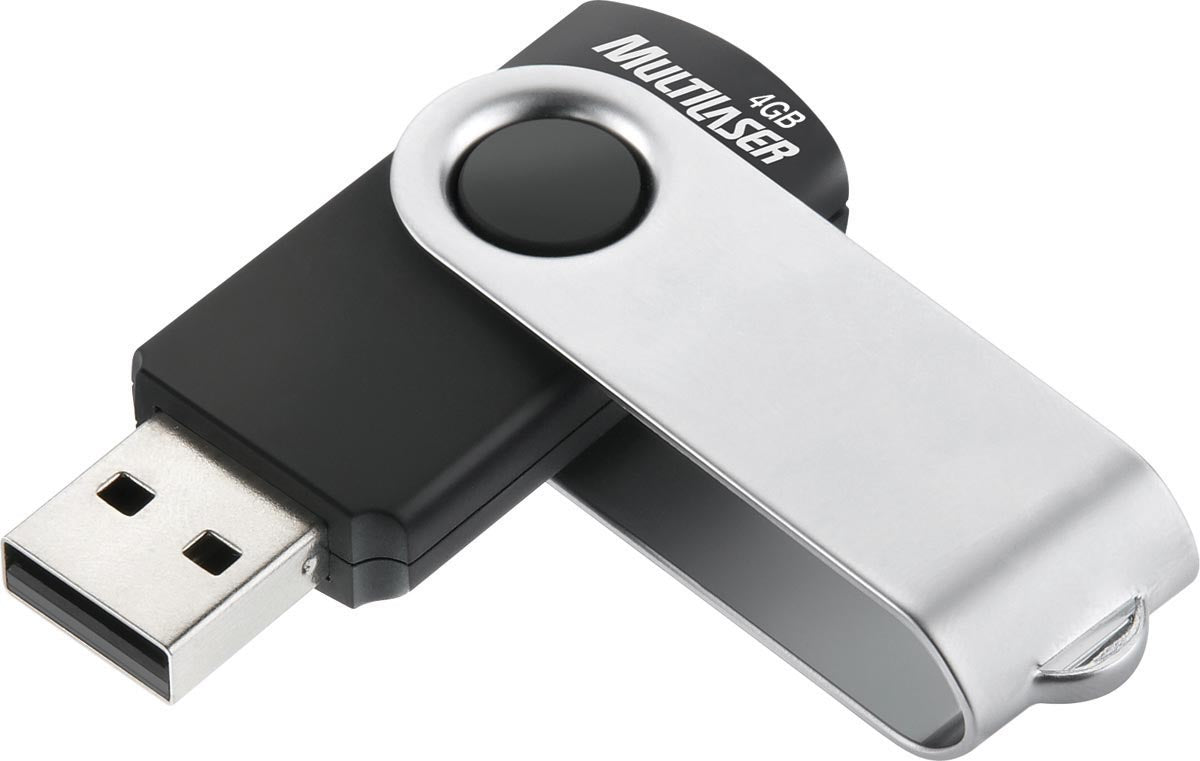 PEN DRIVE 4GB TWIST2 PRETO/PRATA PD586