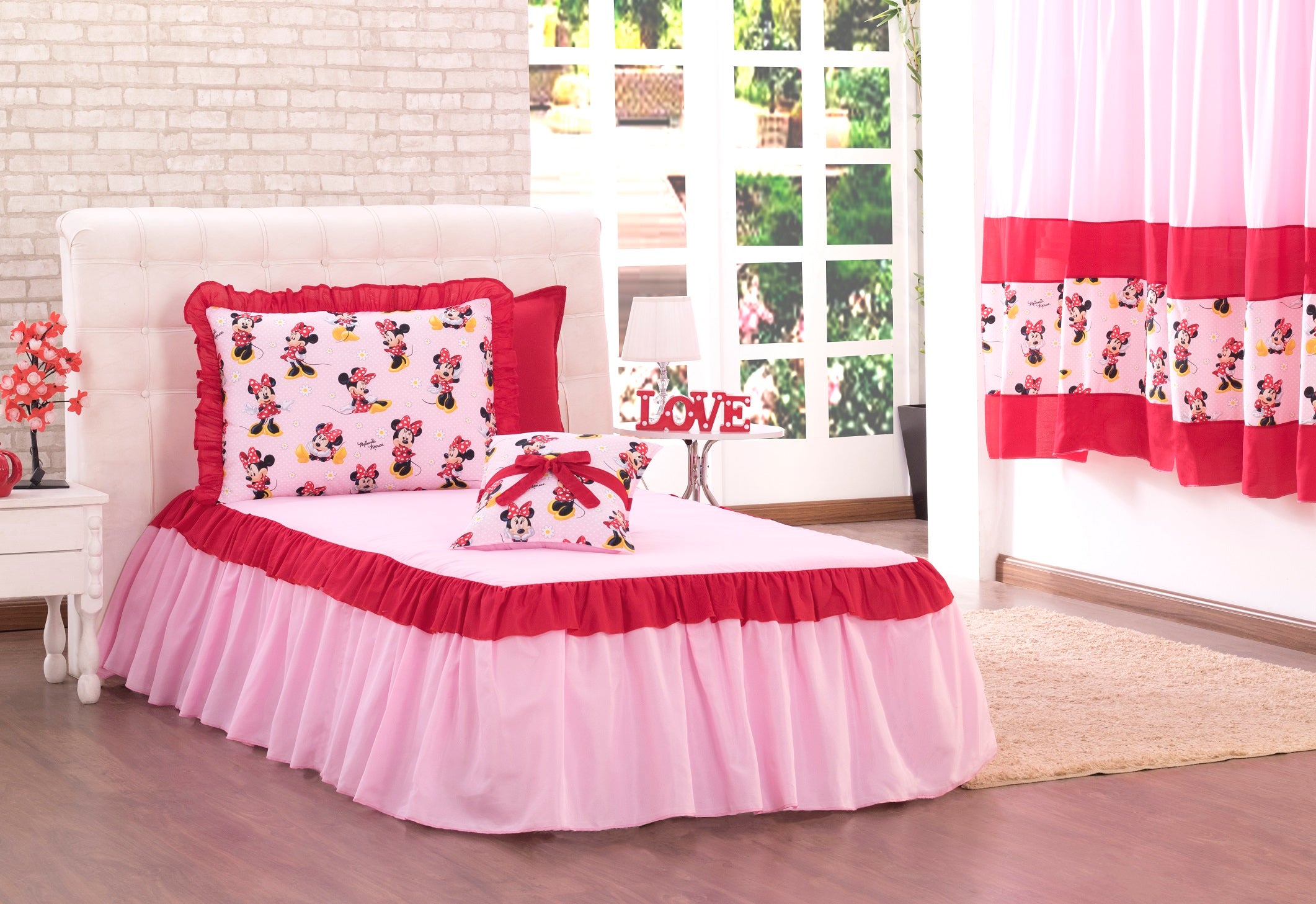 Kit Colcha Solteiro Infantil Minnie 03 Peças