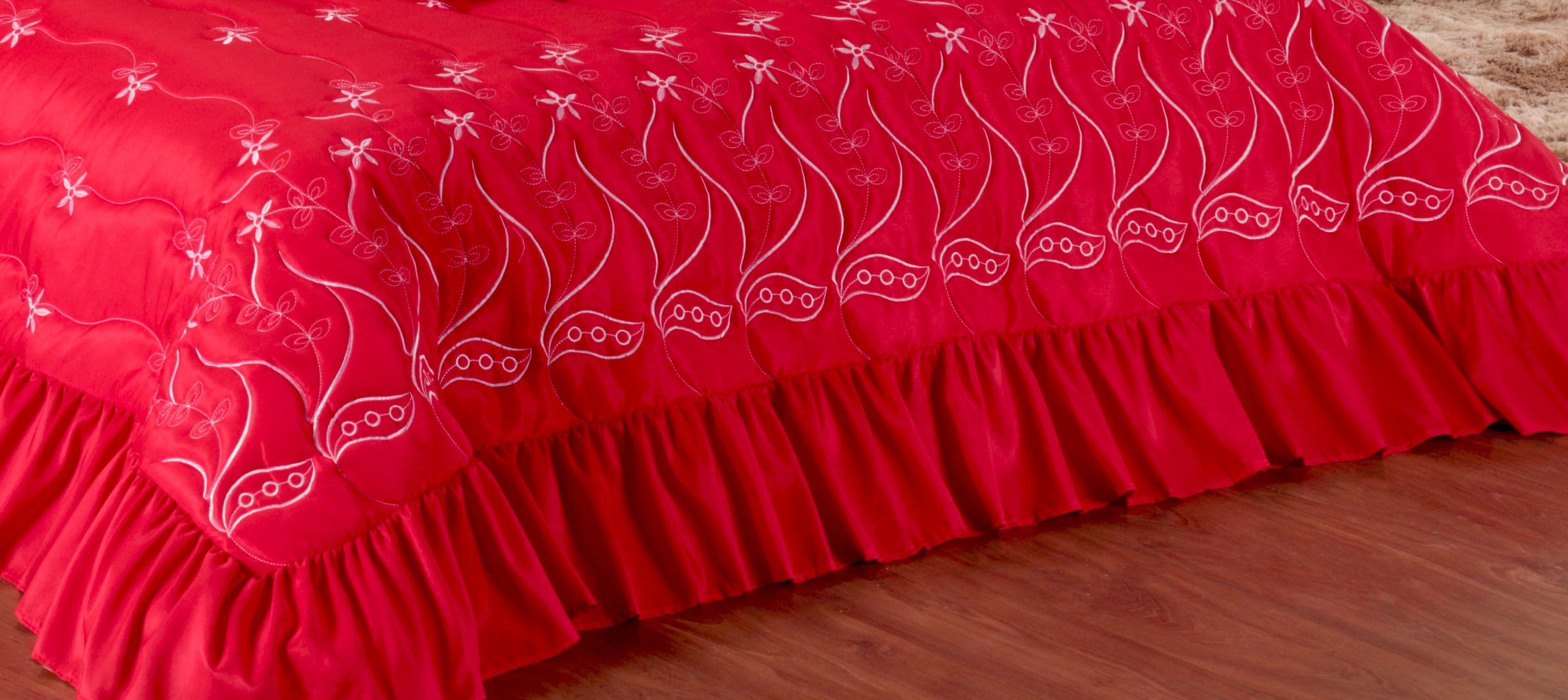 Cobre Leito Alice 07 Pçs Queen Vermelho