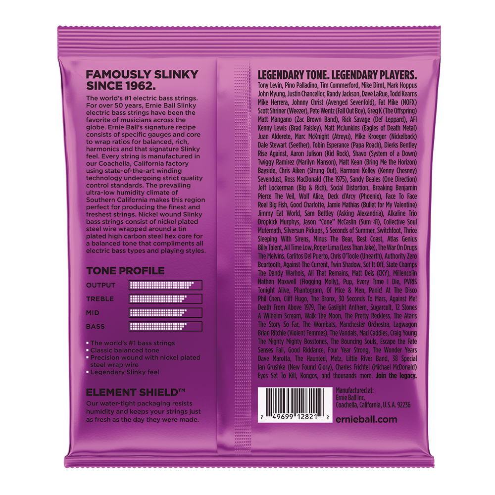 Encordoamento 050-135 P/ Baixo 5 Cordas Power Slinky Niquel P02821 Ernie Ball