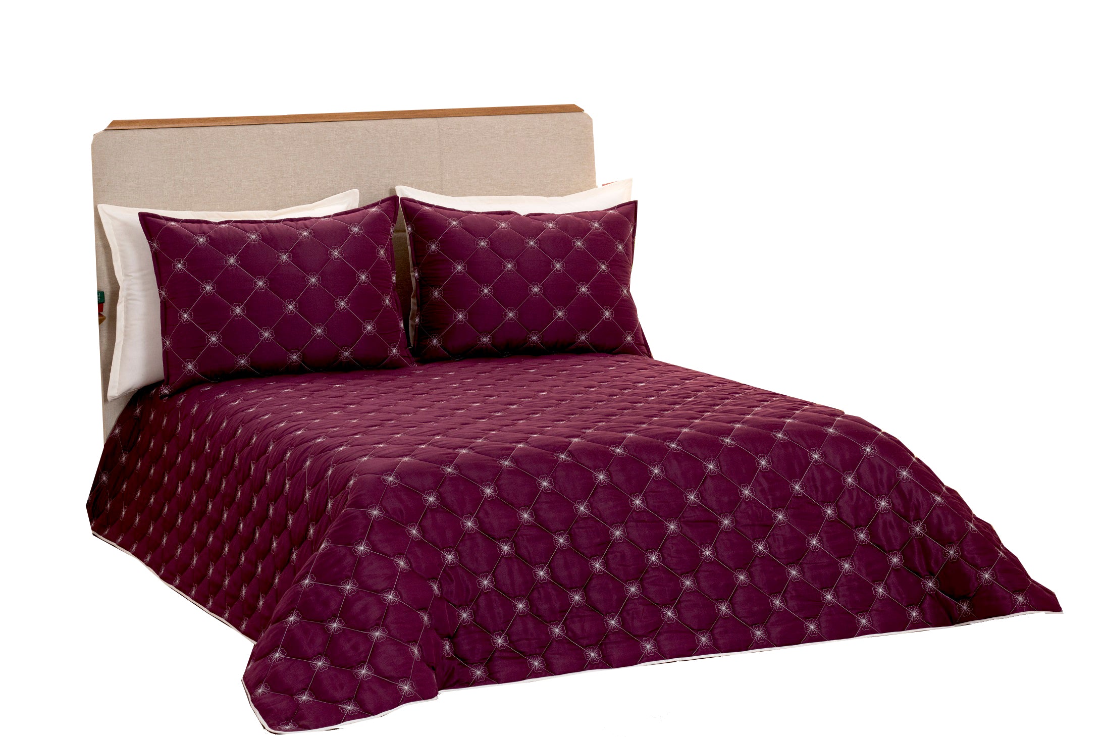Kit Colcha Cobre Leito Luan Queen 03 Peças Marsala