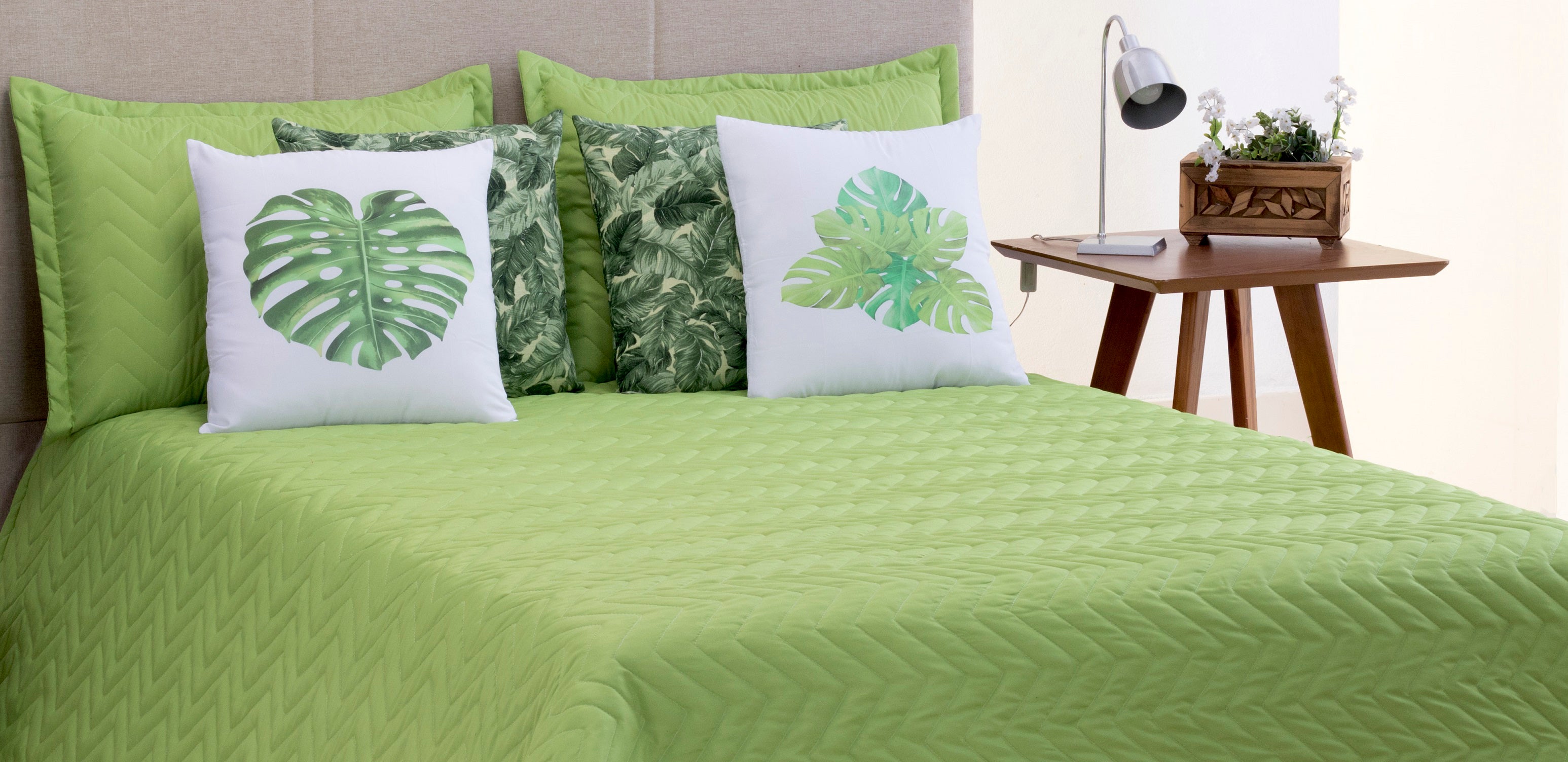 Cobre Leito Liberty 07 Pçs Queen Verde