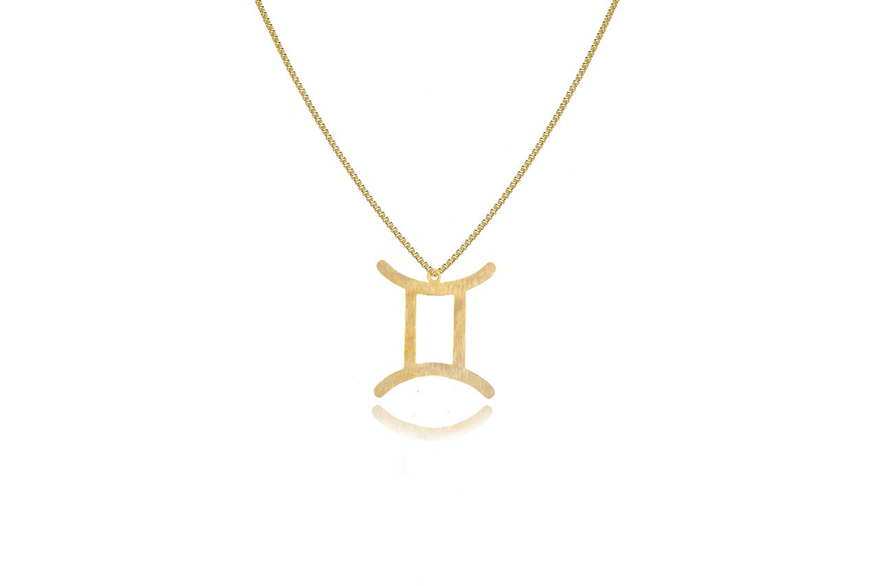 Colar Personalizado Signo De Gêmeos Folheado Em Ouro 18k
