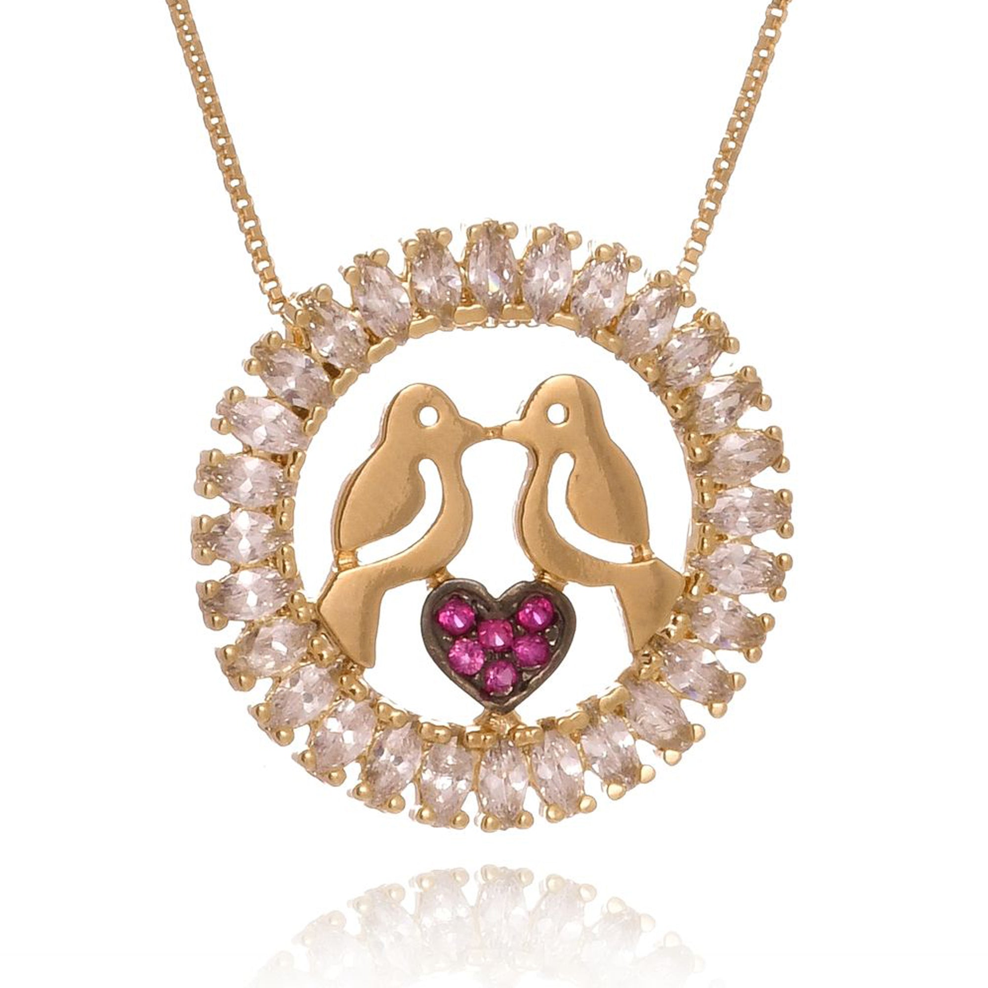 Colar Personalizado Passarinhos Apaixonados Trabalhado Em Zircônia