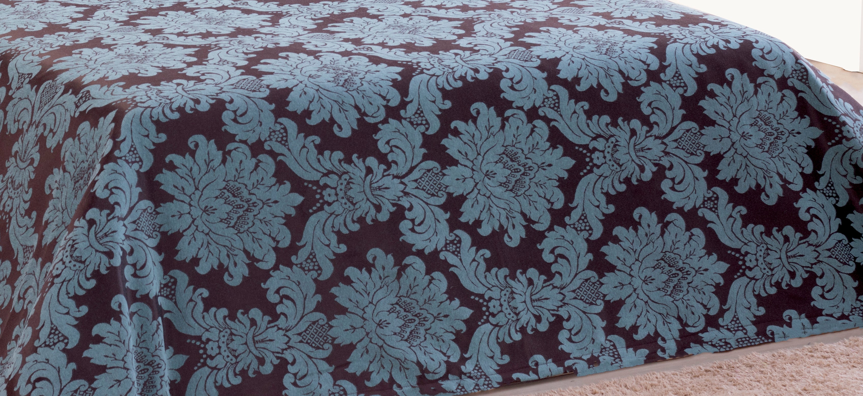 Cobre Leito King Jacquard 05 Pçs Azul