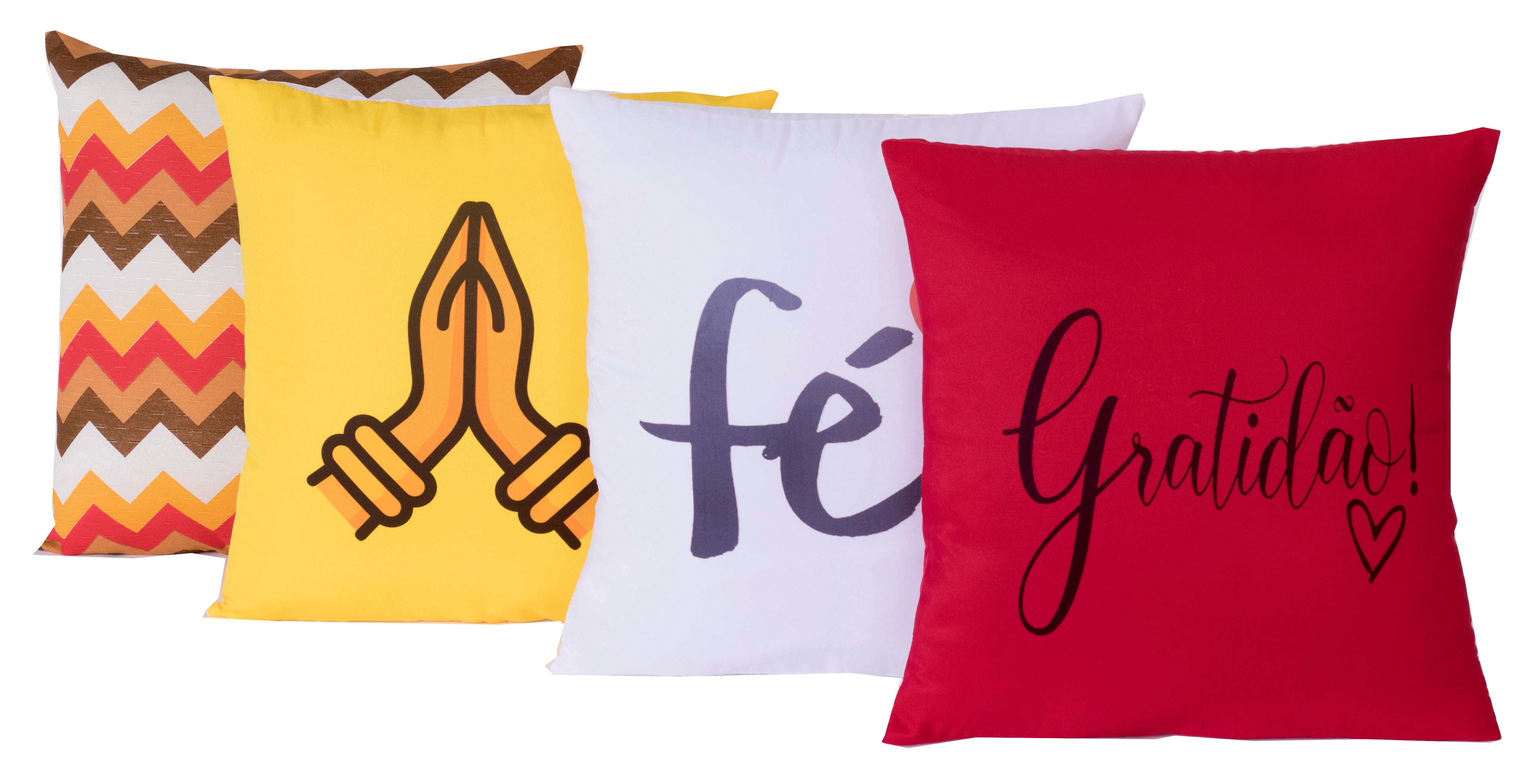 Kit Capas De Almofadas 5184 Gratidão Vermelho 04 Peças