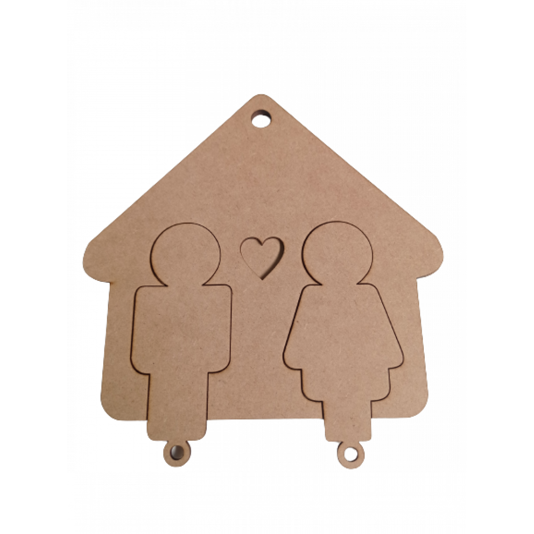 Porta Chaves Modular Casal Com 2 Chaves Em Mdf Natural