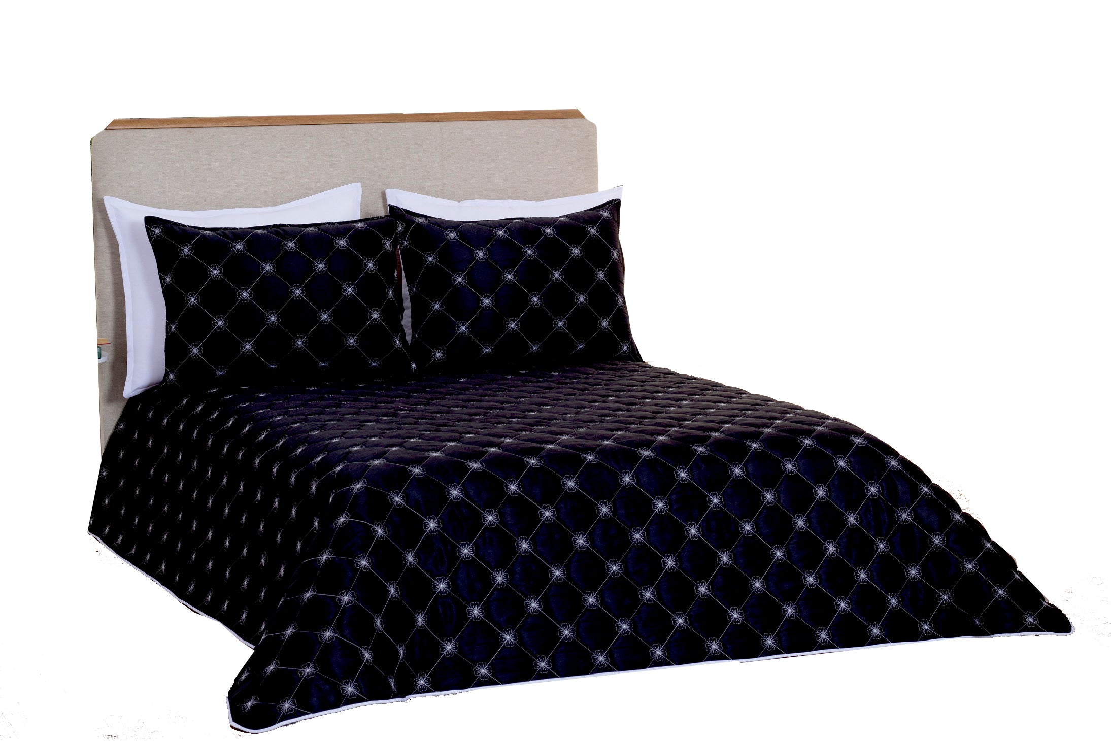 Kit Colcha Cobre Leito Luan Queen Size - 03 Peças Preto