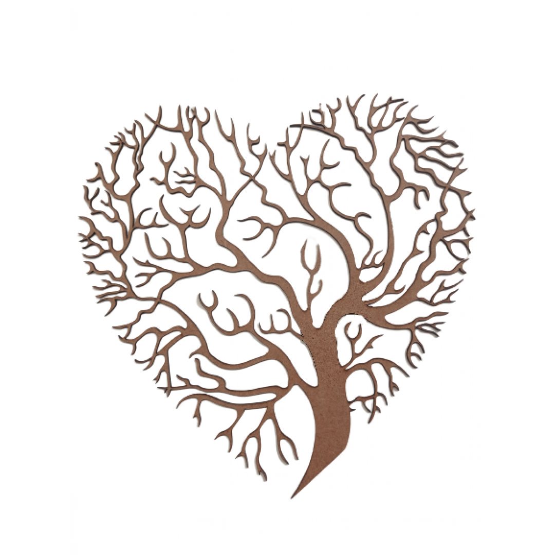 Arvore Coração Em Mdf Natural