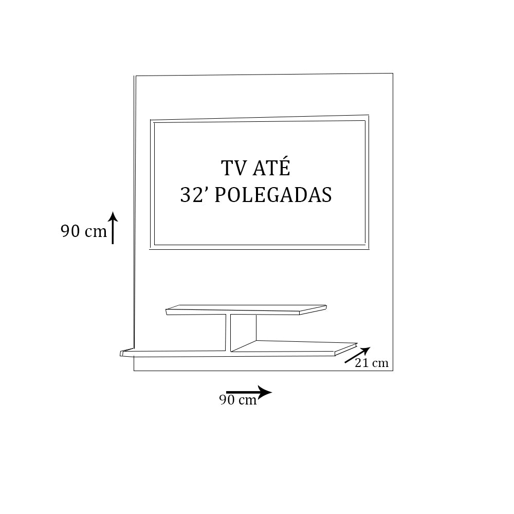Painel Para Tv Até 32 Polegadas Madeirado Em Mdf