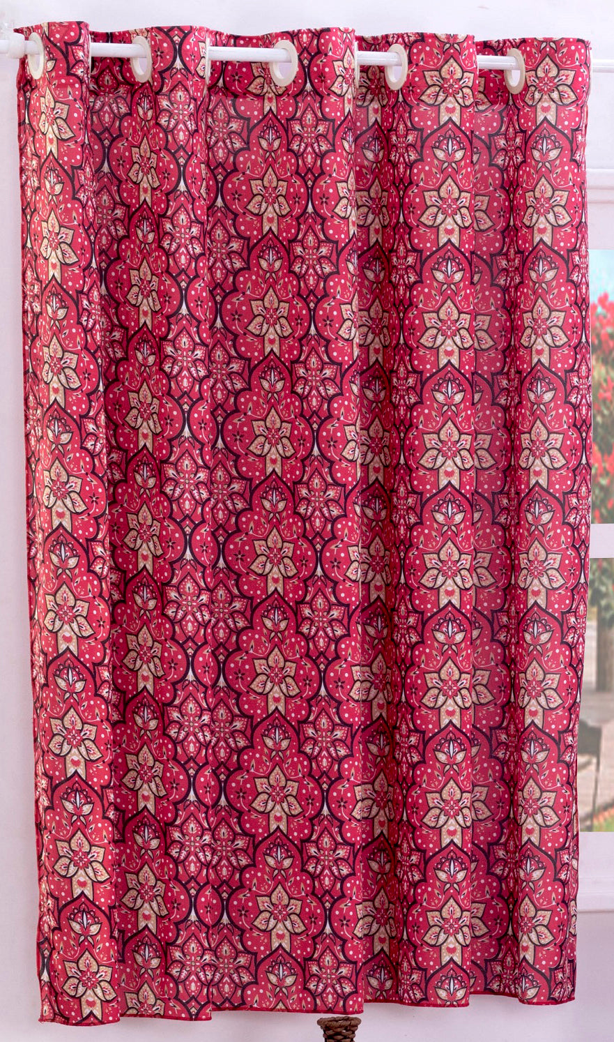 Cortina De Malha Estampada 2,00 Metros Vermelho