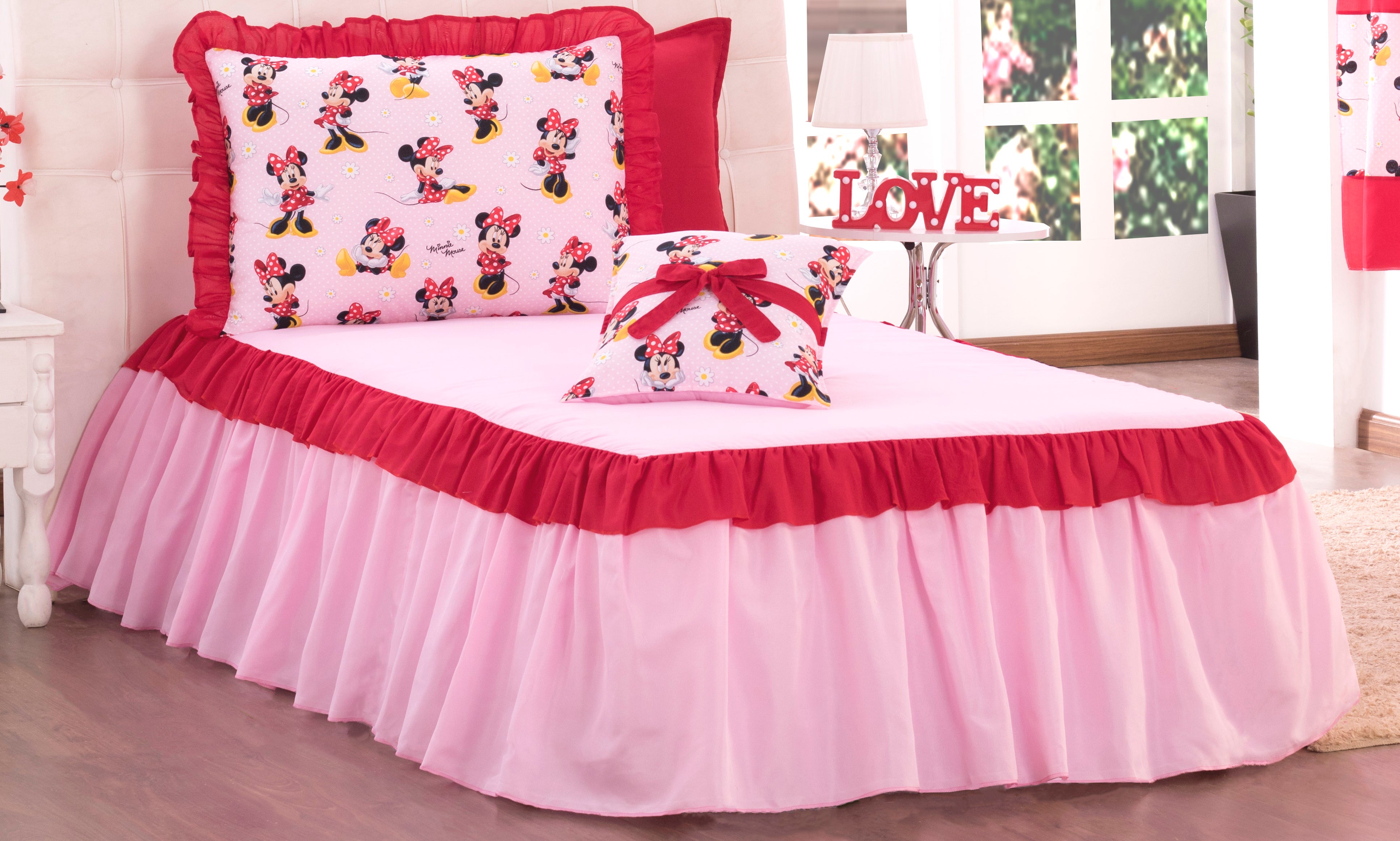 Kit Colcha Solteiro Infantil Minnie 03 Peças