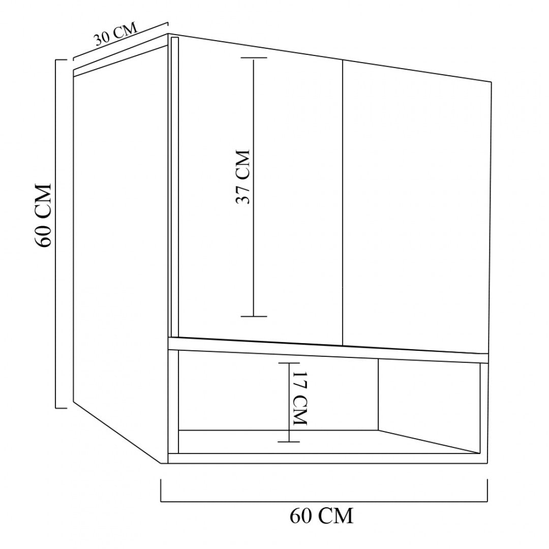 Armário Aéreo Duas Portas Com Nicho Natural Em Mdf