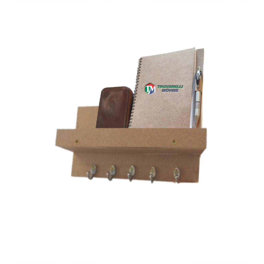Porta Chave Simples Natural Em Mdf