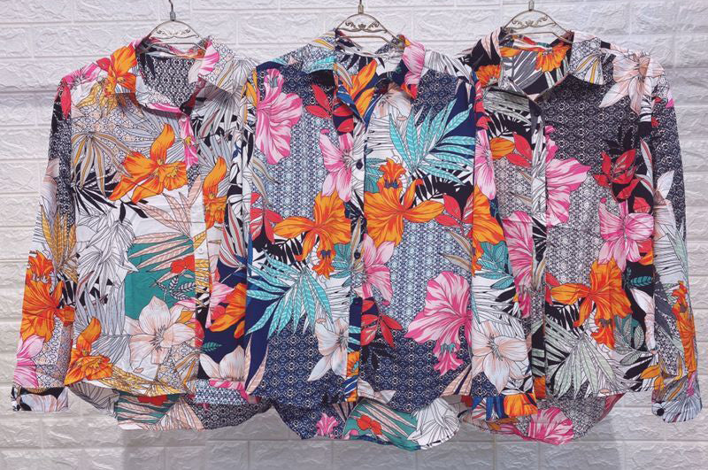 Blusa Crepe Manga Longa Detalhe Floral