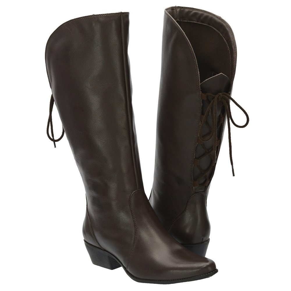 Bota Montaria Texana Feminina Cano Alto Couro Comfort Café 2722