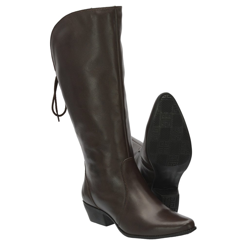 Bota Montaria Texana Feminina Cano Alto Couro Comfort Café 2722