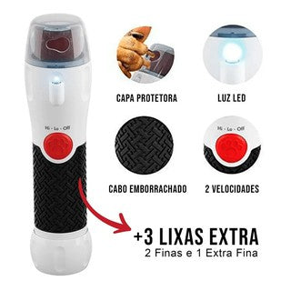 Lixa Elétrica De Unha Cães E Gatos + 3 Lixas