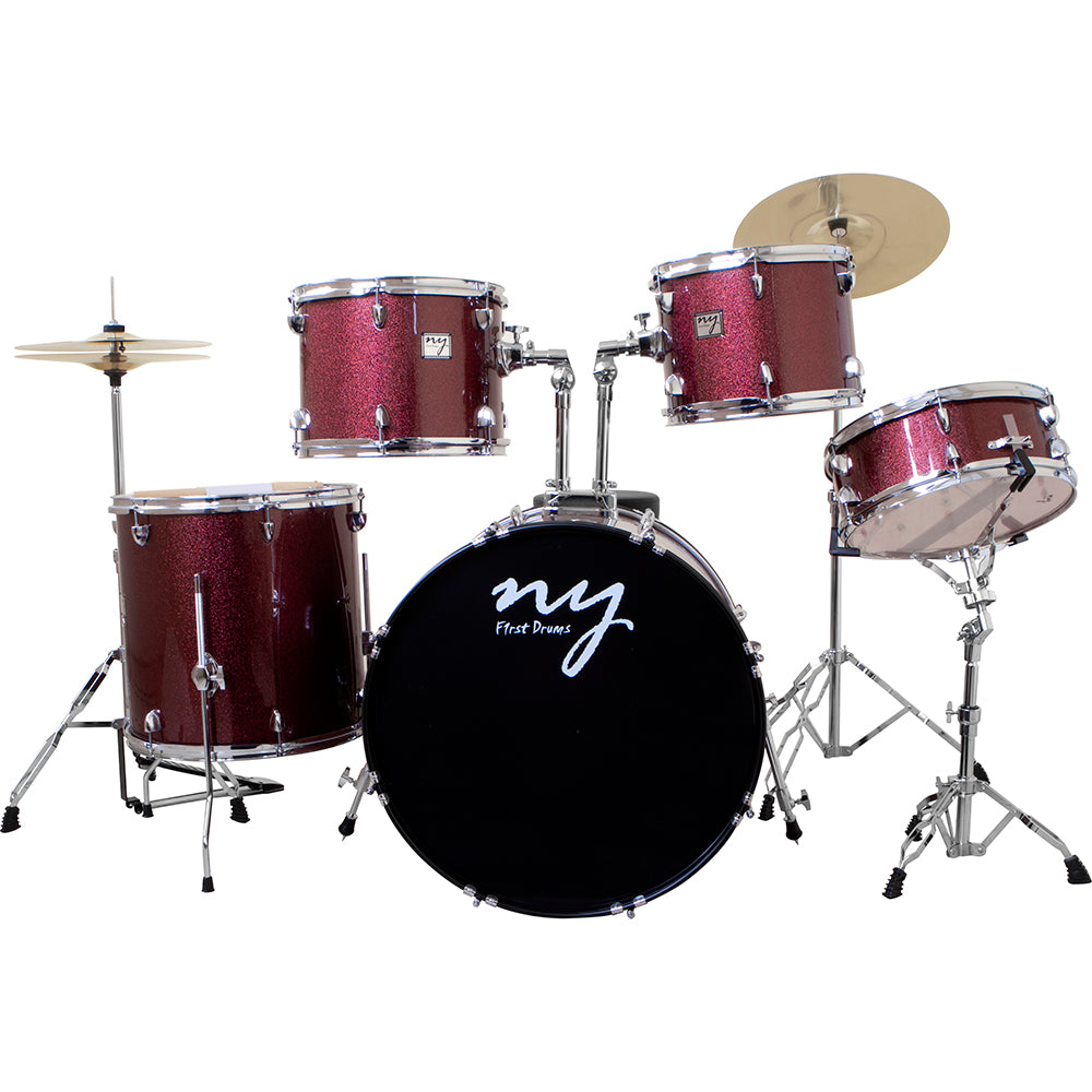 Bateria Acústica 2t Pr Sp Wine Sparkle Vinho Com Banco Ny F1rst