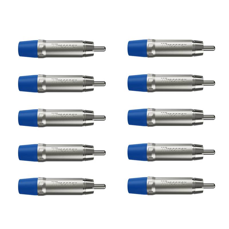 Plug Rca Macho Nickel Plt Wc 1212 Ml Bl Ni Azul Wireconex 10 Unidades