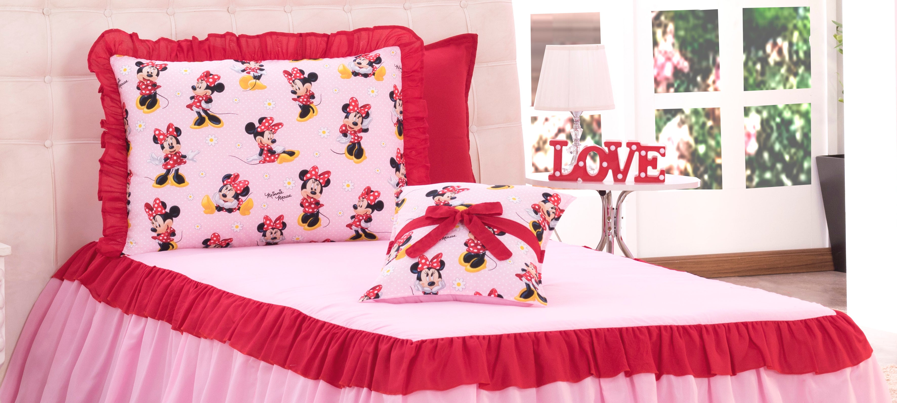 Kit Colcha Solteiro Infantil Minnie 03 Peças
