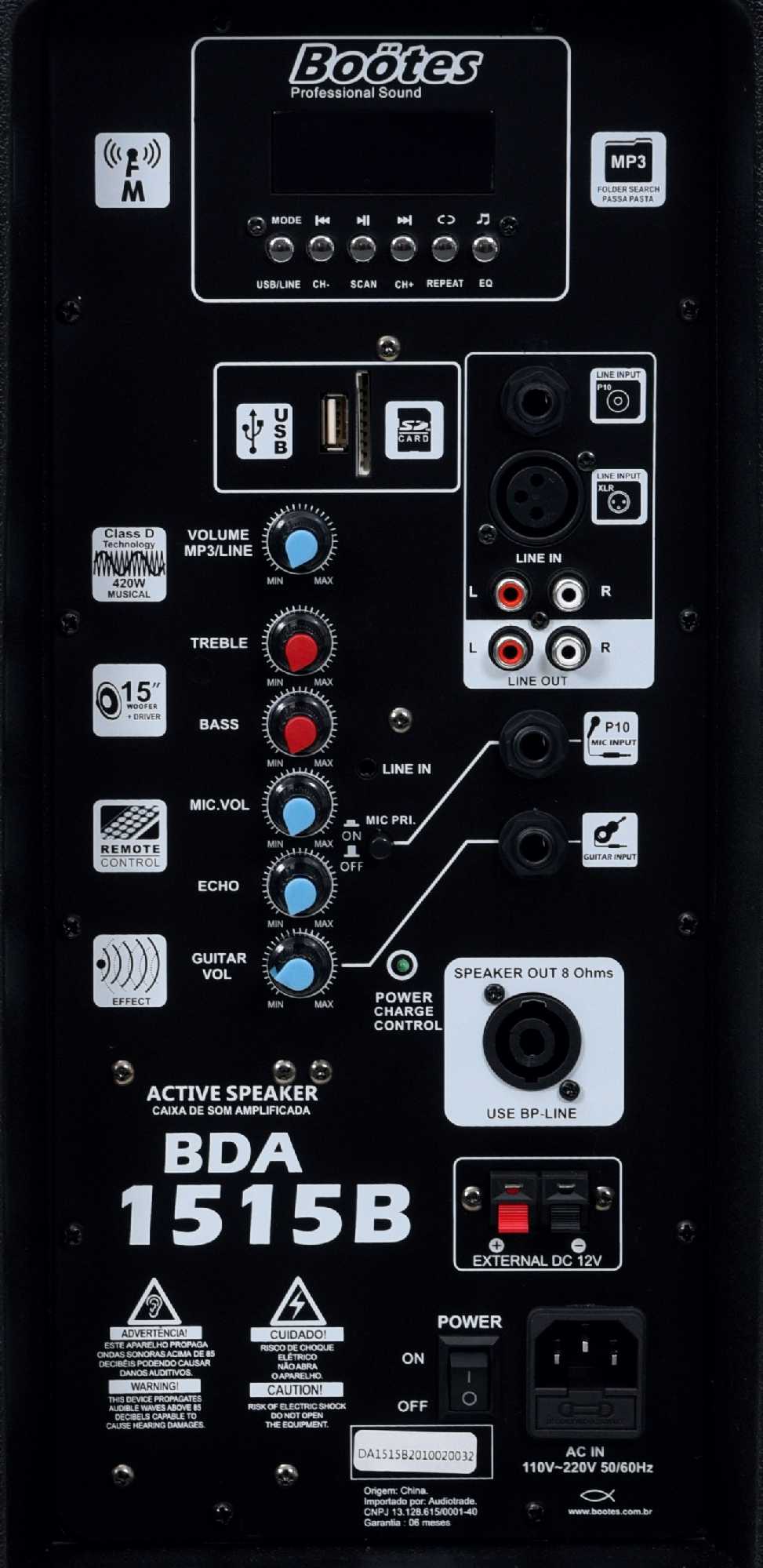 Caixa De Som Amplif Bootes Bda-1515b Af 15 Pol+dti 420w Mus.