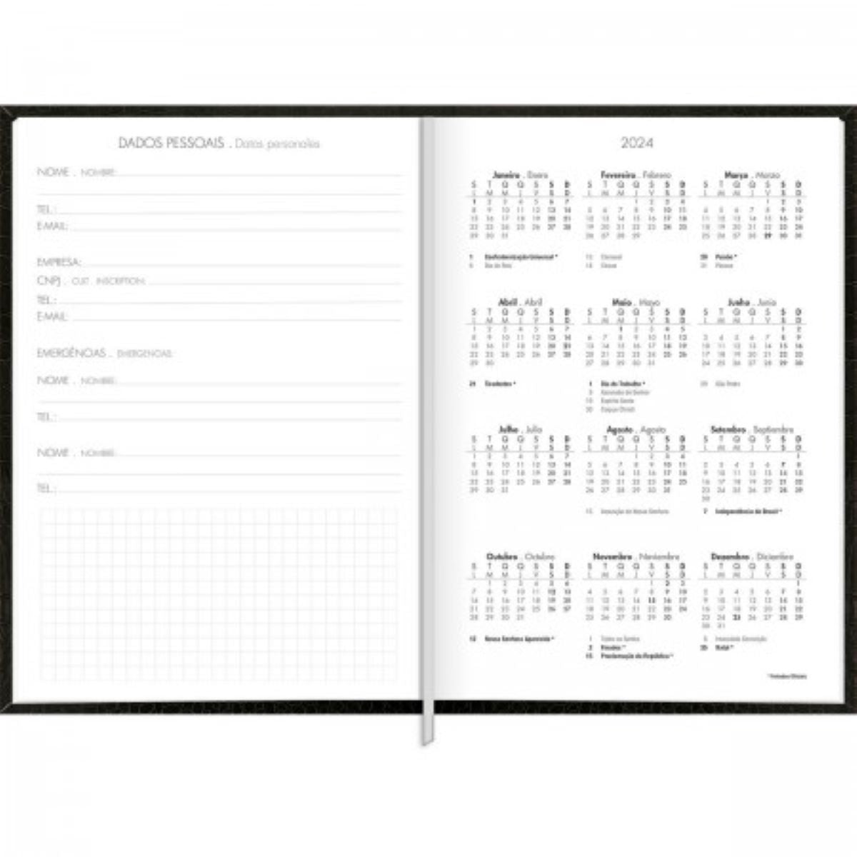 Agenda Executiva Croco Costurada Diária 14,5 X 20,5 Cm 2024