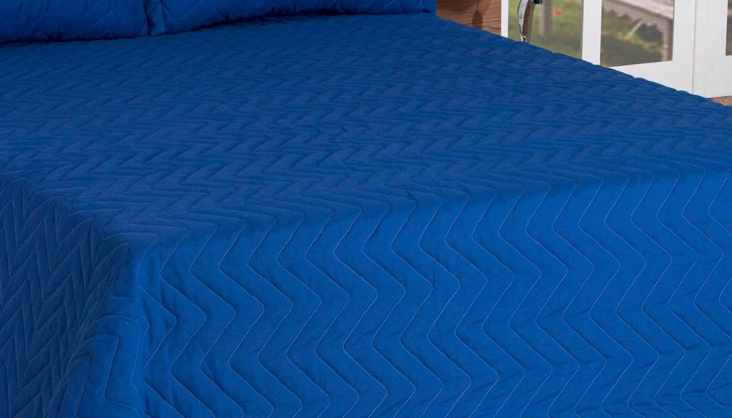 Cobre Leito Matelassado Casal Queen Classic 03 Pçs  Azul