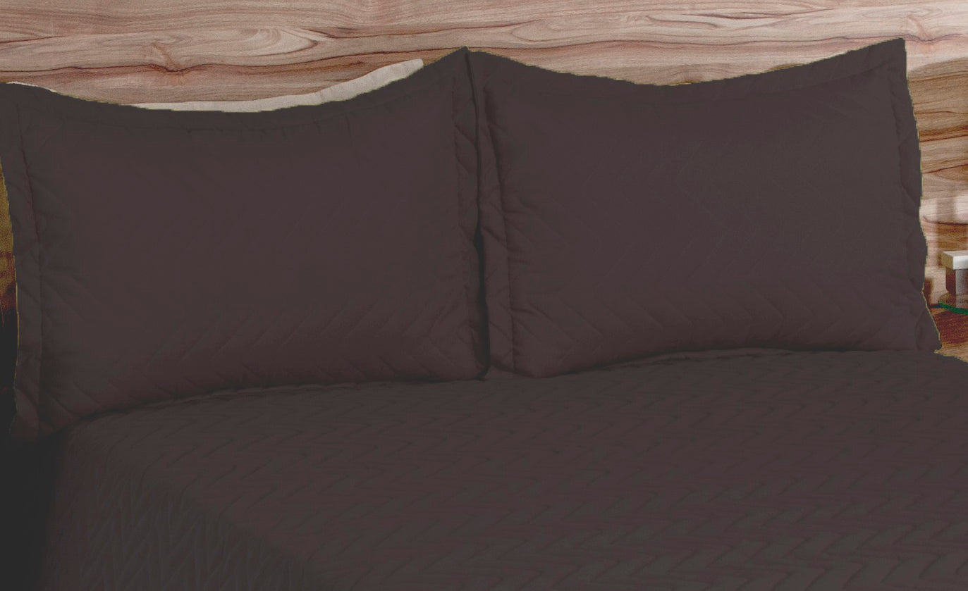 Cobre Leito Matelassado Classic Queen 03 Pçs Marrom